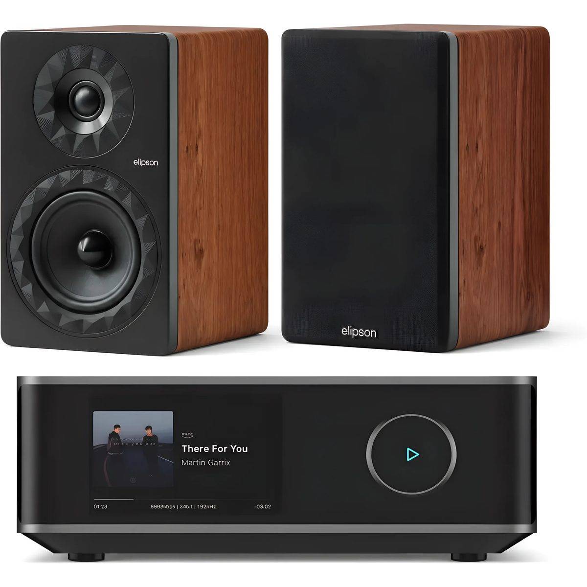 WiiM + Elipson Prestige Facet II 6B valnød + Amp Ultra space grå.