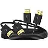 Twozoh Smal HDMI-Kabel 1M 2-Pack, Ultratunn Och Extrem Flexibel Sladd Stöder 4K@60Hz/2160P/1080P