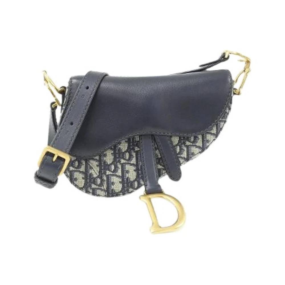Dior Vintage Pre-owned Oblique Canvas Saddle Skuldertaske - Vintage - Dame - Blå - ONE SIZE - Uld