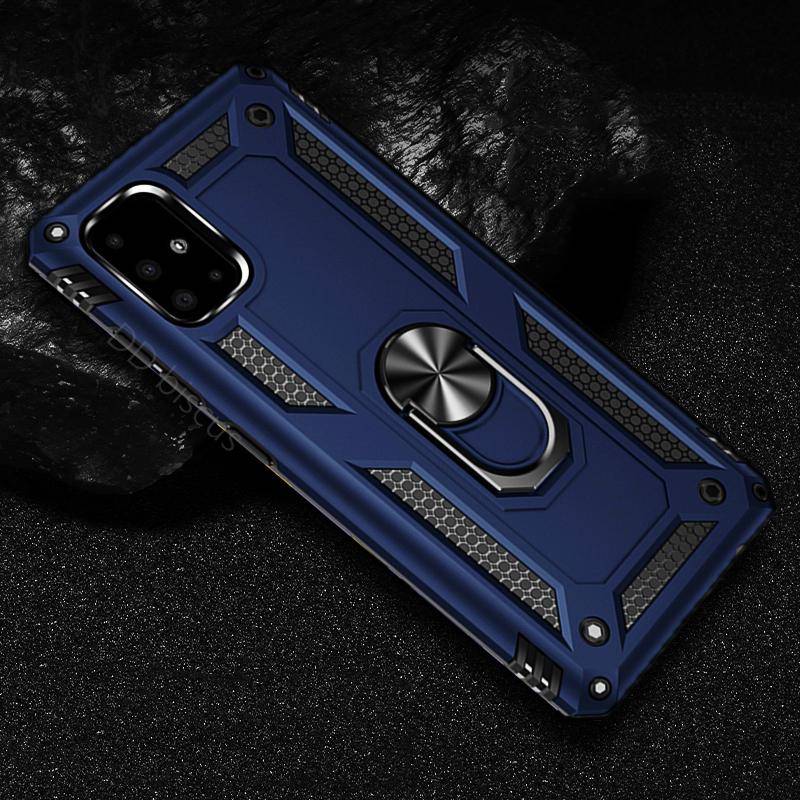 Stötsäker Armor-fodral För Samsung Galaxy A21S A31 A11 A10 A21 A51 A41 A71 A50 A30S M21 M31 S20 Plus Note 10 Lite Ring Bil silver