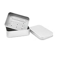 Tvålburk av aluminium, tvålskålar med droppgaller, liten vattentät tvålbox, tvålbehållare för hem resor camping, 9,2 x 6,2 x 2,6 cm (inuti)