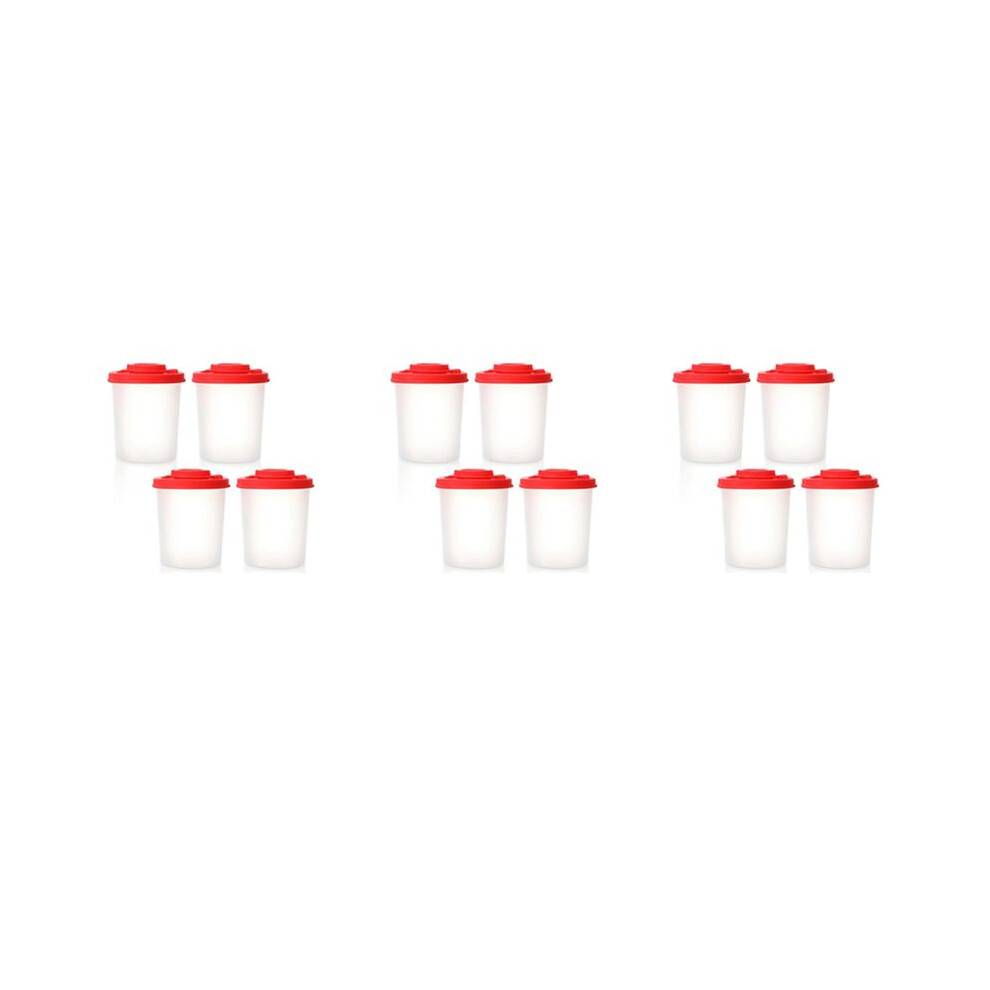 12PCS Salt And Pepper Shakers Moisture Proof Salt Shaker with Red Covers Lids Plastic Airtight Spice Jar Dispenser