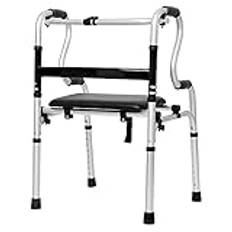 Rullande Rollator Med Sits För Långa Personer/Äldre/Handikappade, Uppfällbar Lätt Rollator, Portabel Invändig/Utvändig Kompakt Rollator