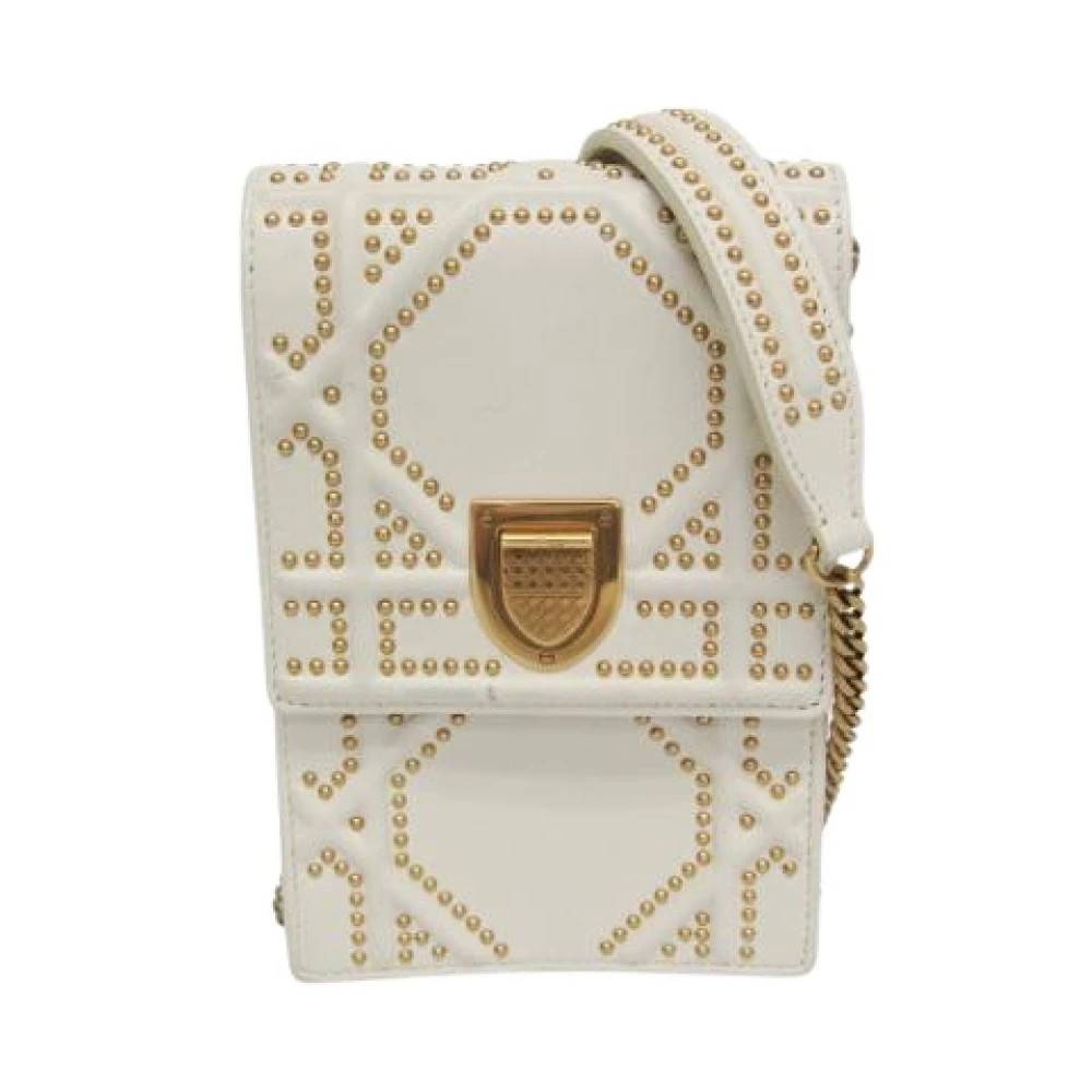 Dior Vintage Pre-owned Diorama Studs Chain Shoulder Bag - Vintage - Dame - Hvid - ONE SIZE - Uld