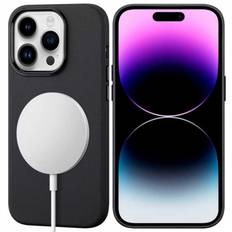iPhone 15 Pro Max Stöttåligt Premium Magsafe Skal Veganläder Nordcell™ - Mörkgrön