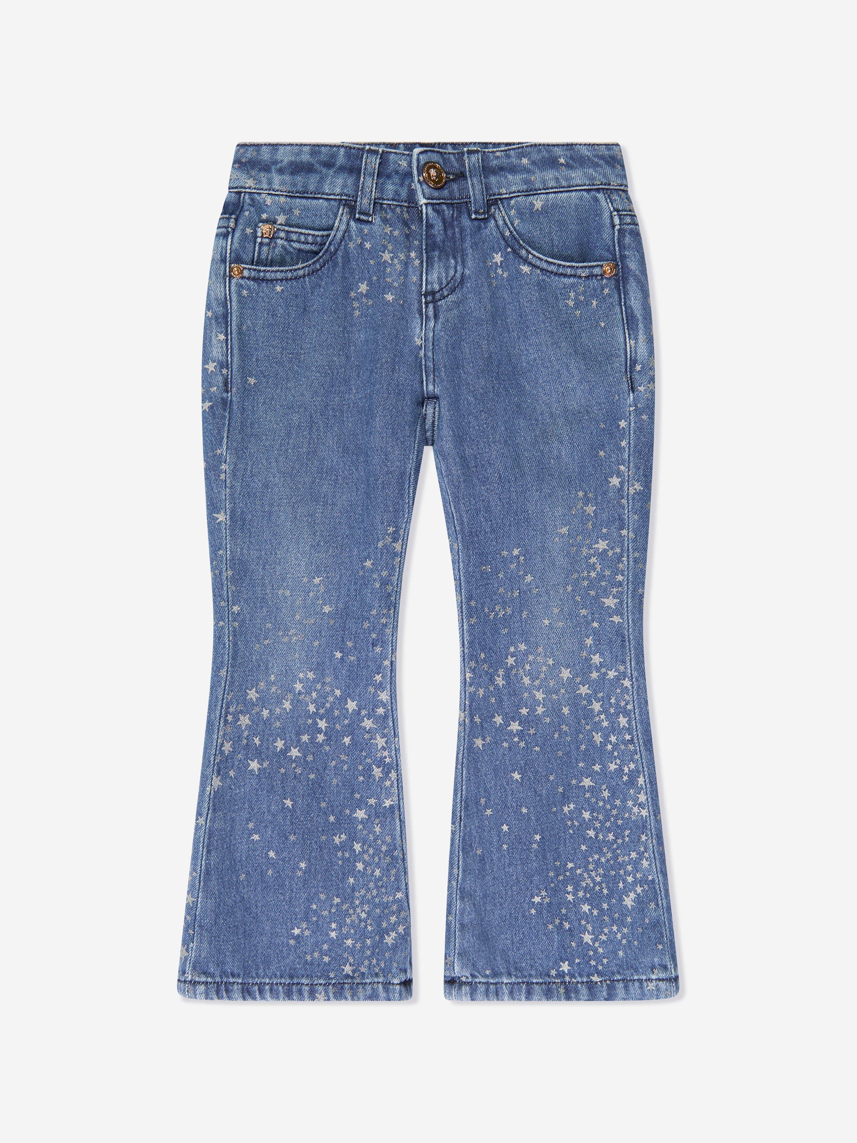 Versace Girls Flared Glitter Jeans in Blue - Blue / 6 Yrs (6 Yrs)
