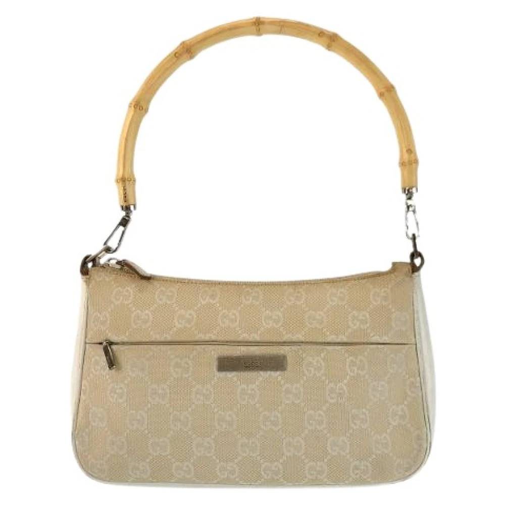 Gucci Vintage Pre-owned GG Canvas Bamboo Håndtaske - Vintage - Dame - Beige - ONE SIZE - Uld