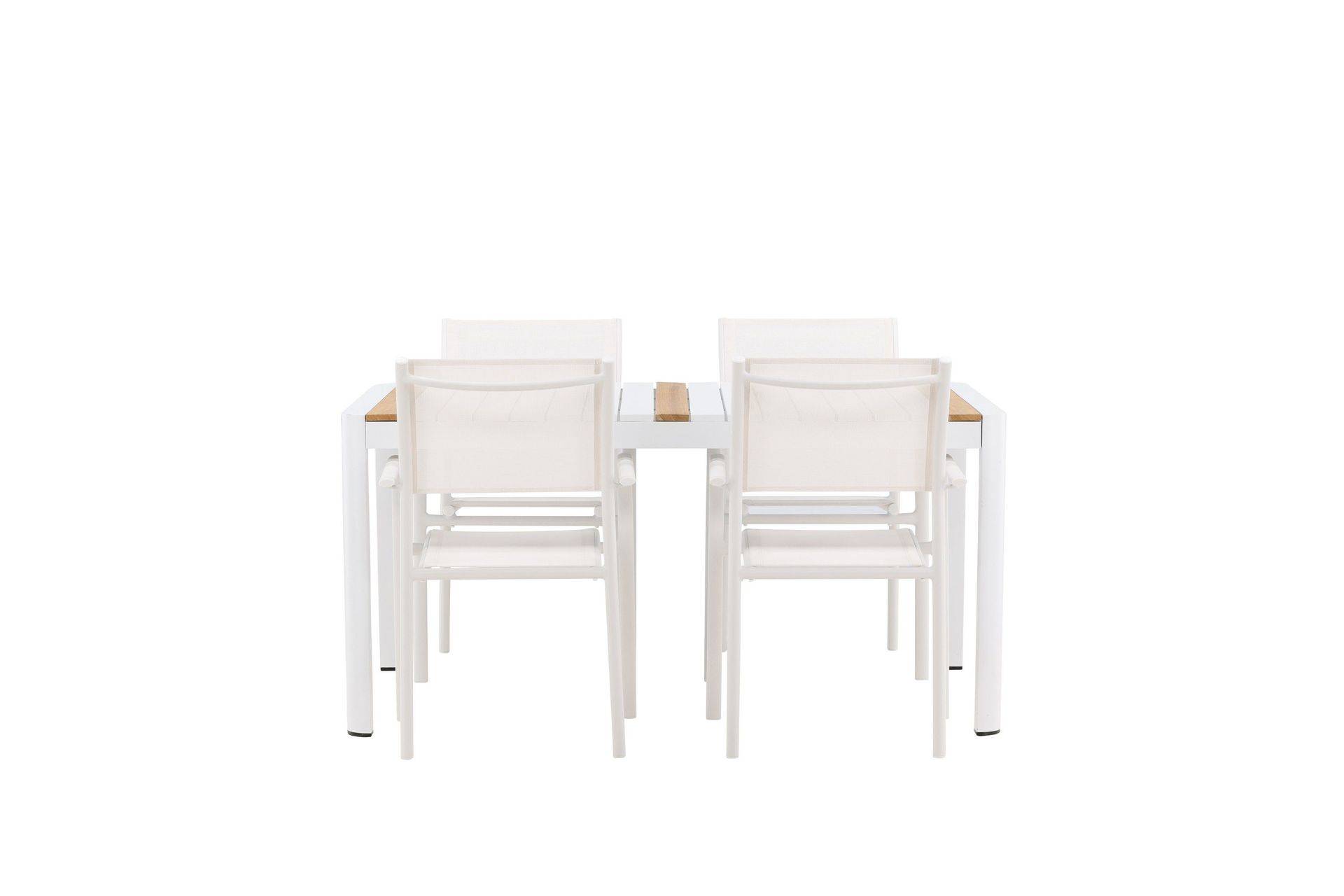 Togo Matgrupp Utomhus 150 cm Rektangulär med 4 Santorini Utestolar - Natur utomhus Natur,Vit Venture Home