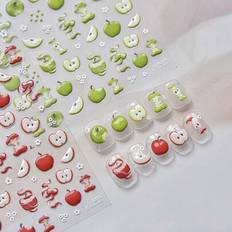 1 ark Söta Apple Nails Stickers 5D Vår Sommar Tecknad Frukt Blommor Söta flickor DIY Nagel Charmiga manikyrdekaler - Multifärgad