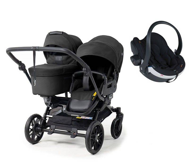 Emmaljunga Double Sento syskonvagn 2027 + BeSafe iZi Go Modular X2 babyskydd