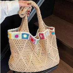 Retro Hollow-Out Floral Contrast Color Casual Crossbody Bag(The Color Position Of Flowers Is Random) - Multicolor