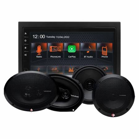 GAS MAX MV240-BT & Rockford Fosgate Prime-højttalere, bilstereopakke