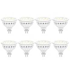 Pispoer MR16 GU5.3 LED-lampa, varmvit 2 700 K, 5 W ersätter 50 W halogenlampa, inte dimbar, DC 12 V 600 LM, RA85, 120° spridningsvinkel, 8-pack