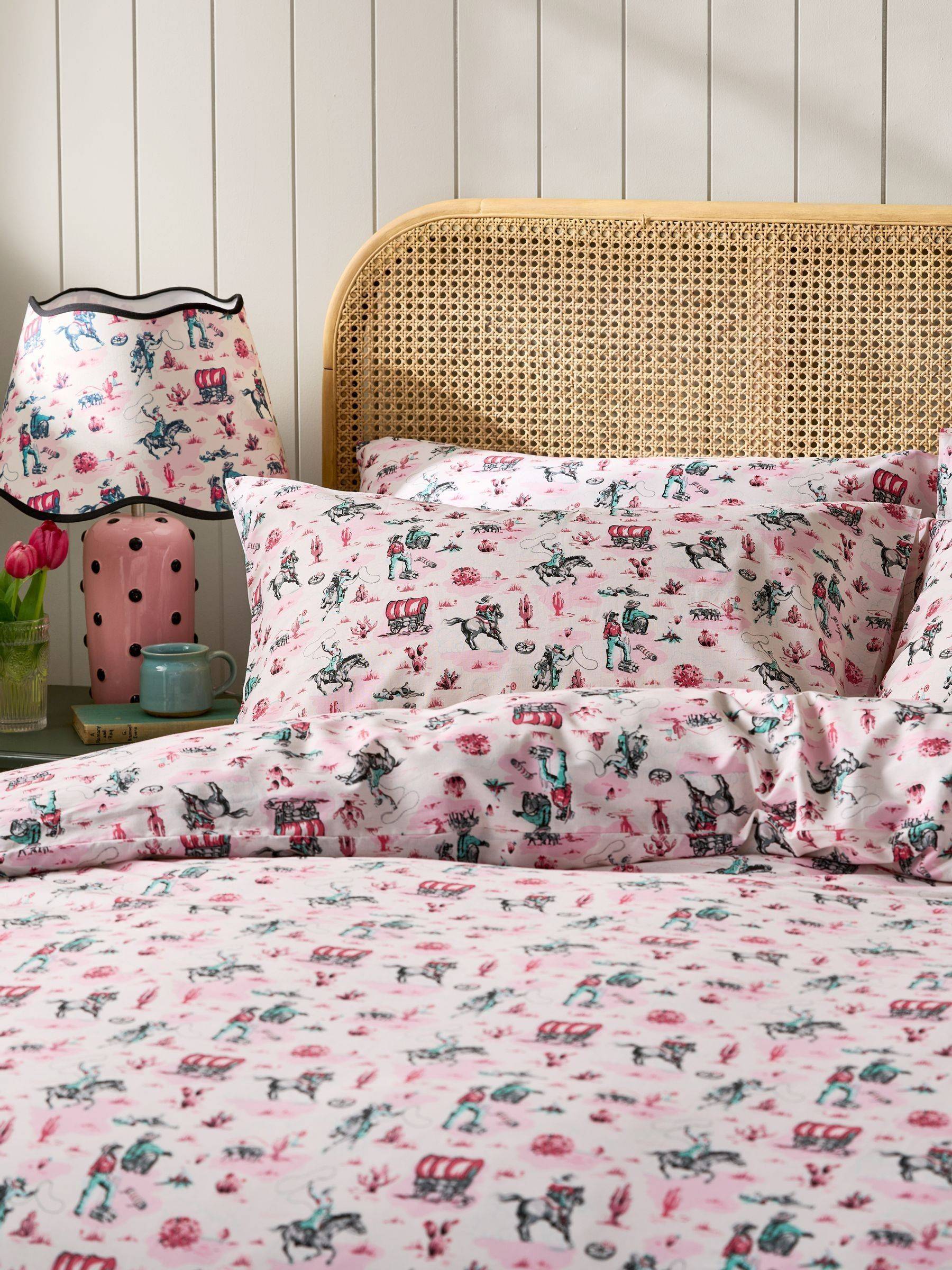 Cath Kidston Cath Kidston Pink Cowgirl 100% Cotton Duvet Cover and Pillowcase Set