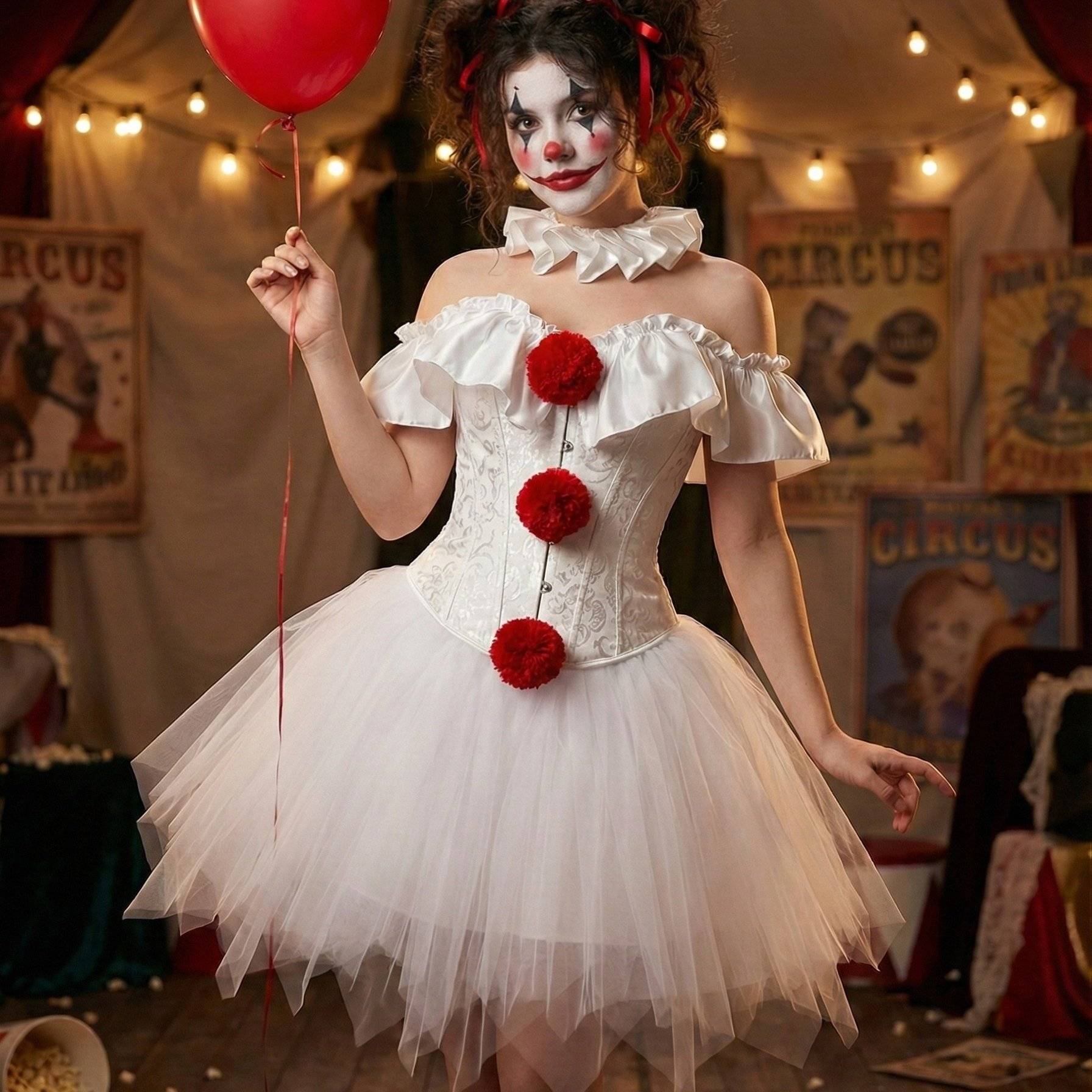 Halloween It Costs A Clown To Dress Up Costume Set, Black And White Clown Outfit, Corset, Tutu Skirt, And Scarf 3pcs Set, For Carnival, Easter, Mardi Gras, Elegant Parties, Role-playing
