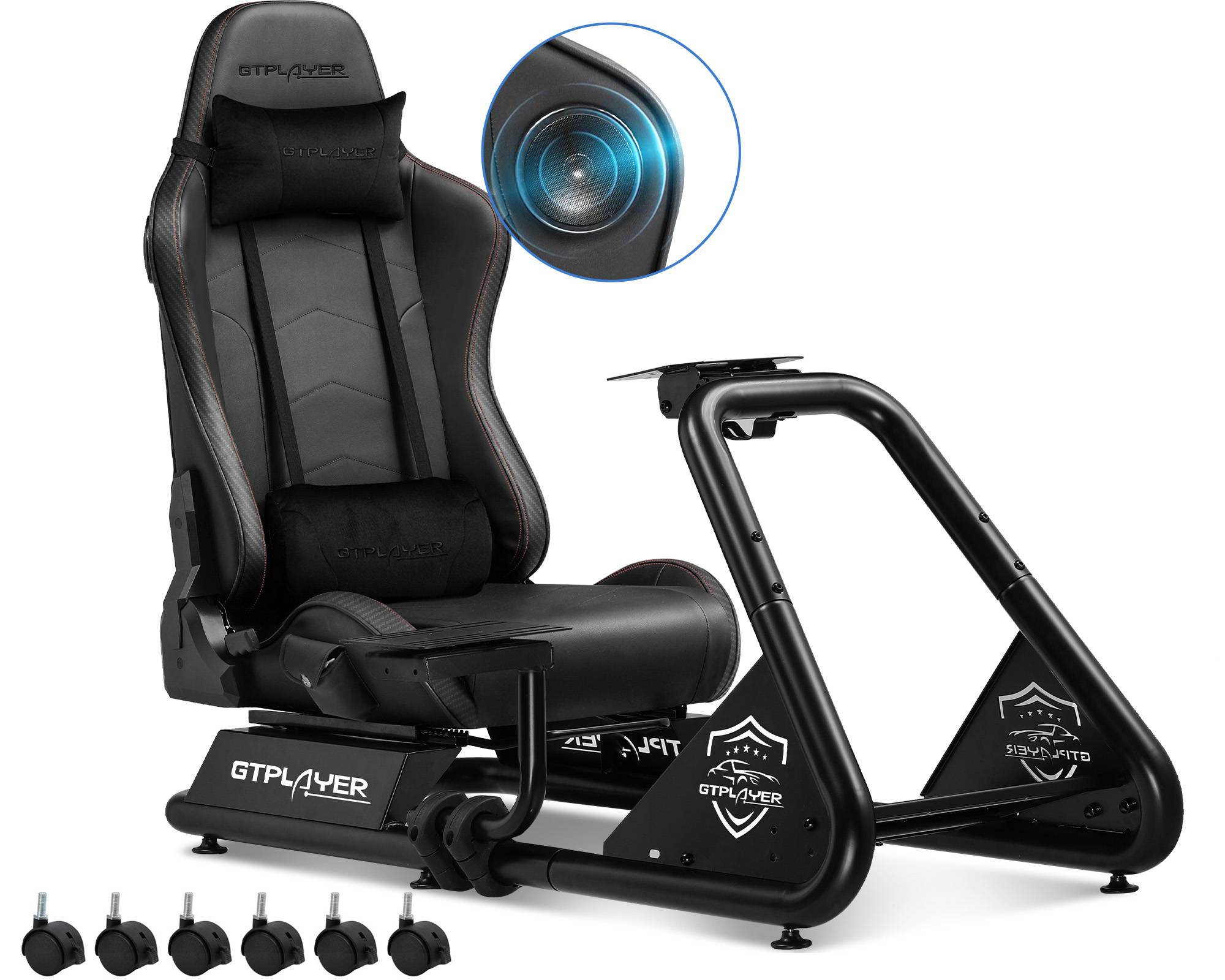 GTPLAYER Simulator Cockpit Racing Simulator steering wheel stand with 3D stereo speakers monitor Mount