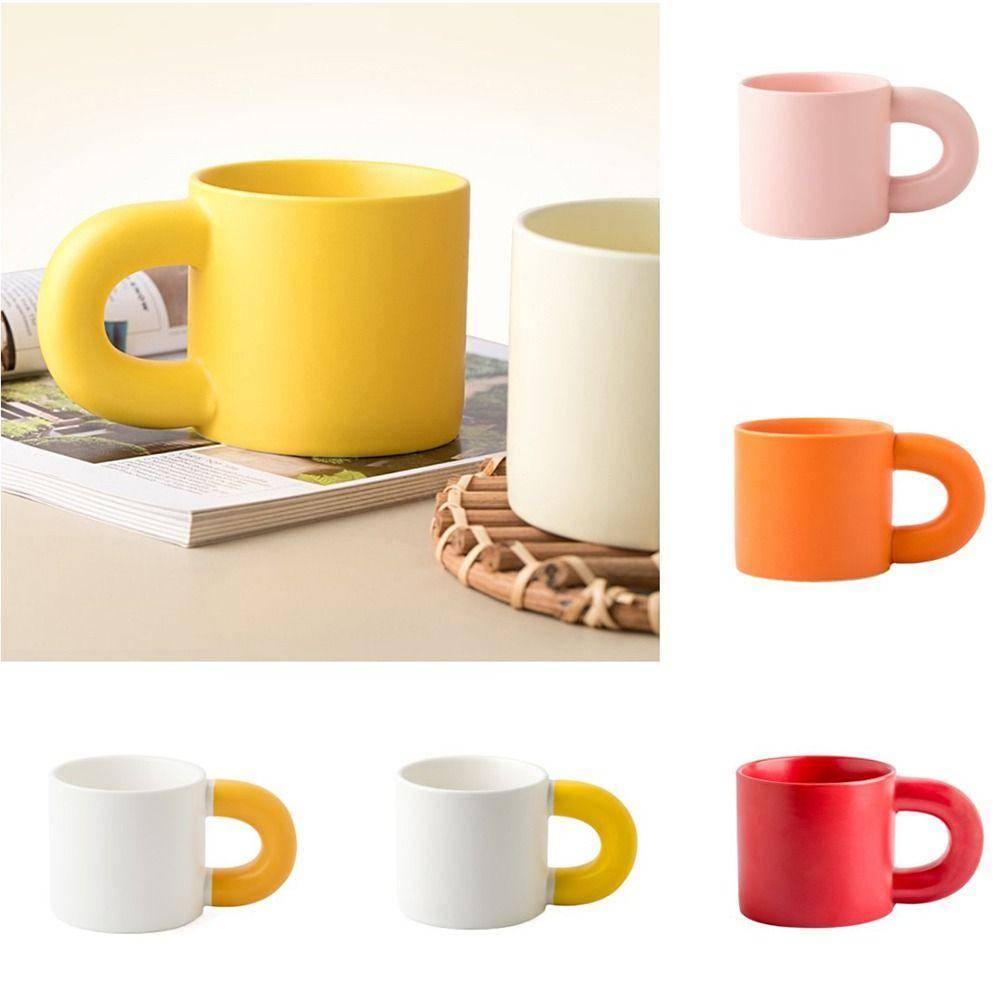 Fett Runt Handtag Nyhetskoppar Keramik Söt Fett Handtagskopp Personlig Rosa Kaffemugg Juice