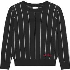 Les Deux Gaston Jacquard Pinstripe Knit Kids Dam Stickade Tröjor Stl. 158/164 - Från Magasin - Black (158/164)