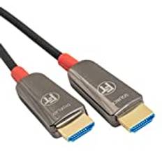 FeinTech 8K HDMI-fiberkabel 15 m, 4K 120 Hz, 1440p 144Hz för HDMI 2.1-spel, HDMI-kabel PS5 Xbox PC TV, 48 Gbps, stöder eARC, CEC, VRR, HDR, Dolby Atmos, 3D, VMI90150