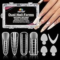 EBANKU 288 ST Nagelformar av polygel, återanvändbara dubbla former för nagelform av polygel Nagelförlängning i akryl med 96 st nagelformade klistermärken för nagelmanikyr för hemmasalong (4 stilar)