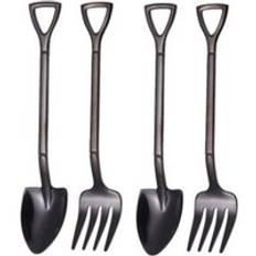 4 st kaffesked dessert gaffel servis set rostfritt stål retro järn spade glass sked skopa sked te-sked