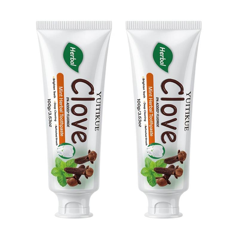 Set Of 2 Mint Herbal Toothpastes, No Added, Natural Deep Cleaning And, Refreshing Breath, Herbal Ingredients For Gum Health, Gentle Formula, Travel-sized Daily Oral Hygiene Gift For Men And Women
