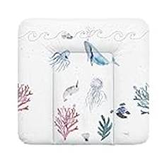 Ceba Baby® mjukt skötunderlägg 75 x 72 cm – skötbordsunderlägg för pojkar och flickor – vattentätt, tvättbart och lättvårdat – OEKO-TEX® Standard 100 – Tillverkad i EU – ocean