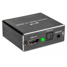 HDMI Audio splitter – HDMI input med HDMI loop out. Audio ud via 3.5mm stereo-Jack. SPDIF Audio (Toslink). 5.1CH