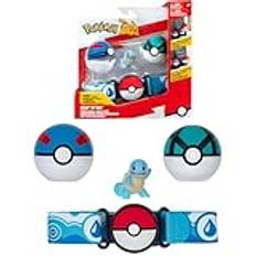 Bandai Pokémon - Clip 'N' Go bälte - 1 bälte, 2 poke bollar och 1 karapuce-figur 5 cm - tillbehör för att klä ut sig som Pokémon-tränare - karapuce-bälte - leksak för barn från 4 år och JW3161