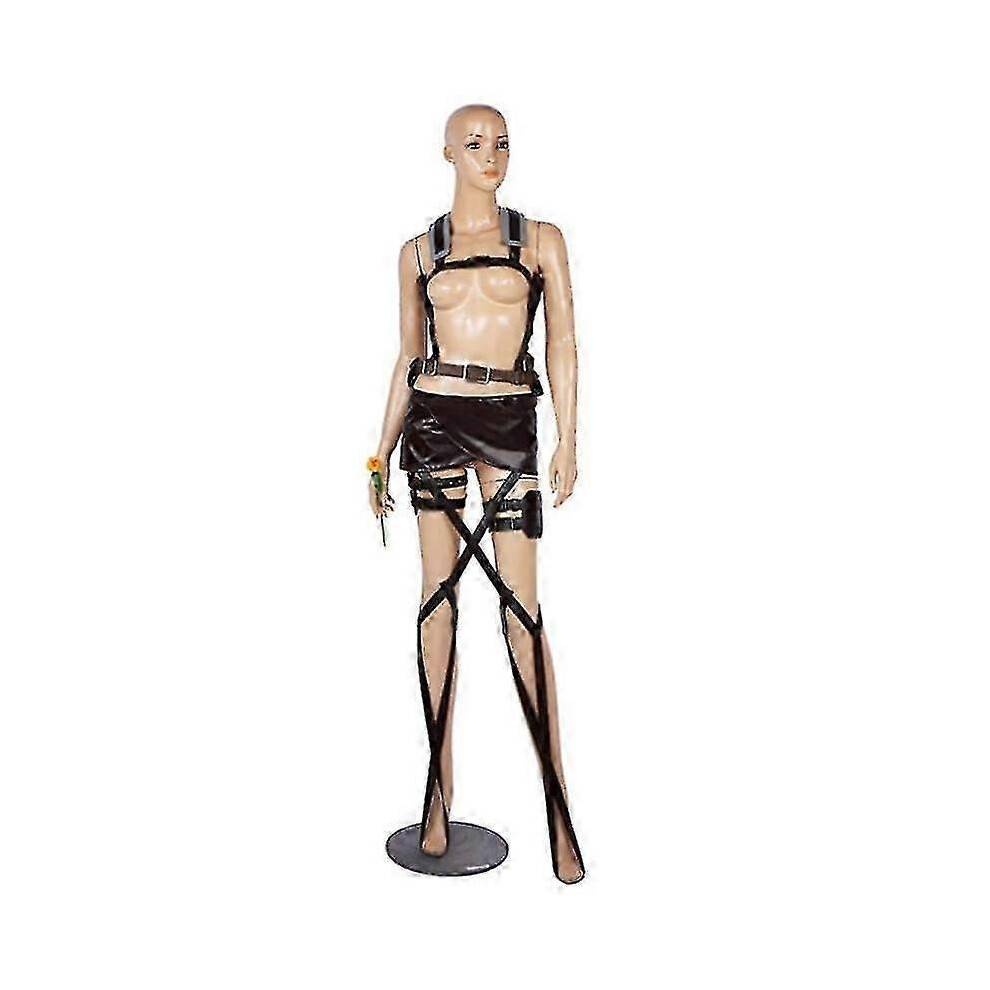 (L, Device) 2023-attack On Titan Cosplay Costume Shingeki No Kyojin Mikasa Ackerman Shawl Belt Leather Shorts Full Sets-1-1