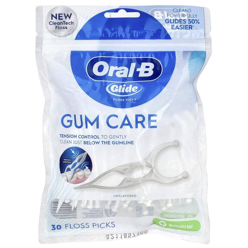 Glide, Gum Care, Floss Picks, Unflavored , 30 Floss Picks