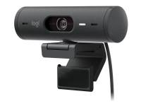 Logitech BRIO 500 - Webbkamera - färg - Full HD (1920 x 1080) - Inbyggd mikrofon (Stereo) - USB-C - Grafit