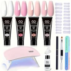 TEMU Poly Nail Gel Kit, Poly Gel Nail Kit With Nail Lamp, Builder Gel Nail Kit, Poly Nail Extension Gel Kit With Mini Uv Nail Lamp