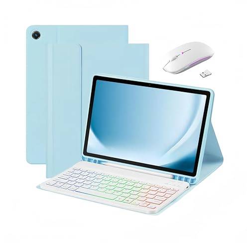 Tangentbord fodral för Samsung Galaxy Tab S9 11”/ Tab S9 FE 10.9” 2023 Tablet，Inbyggd S Pen Holder - Slim Smart Cover med avtagbart Bluetooth-tangentbord med mus (Blue)