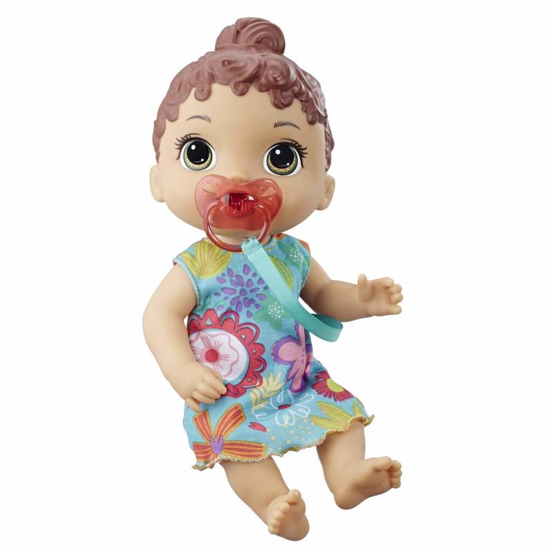 Baby Alive Süßes Schnullerbaby, interaktive Babypuppe, braunhaarig