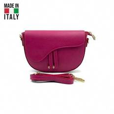 Women's Shoulder Bag. Made In Italy. Made Of Genuine Leather. Travel, Business Trip, Vacation, Work, Commuting, Light Luxury Style. Y2k. Retro, Fashio - D02 Fuchsia