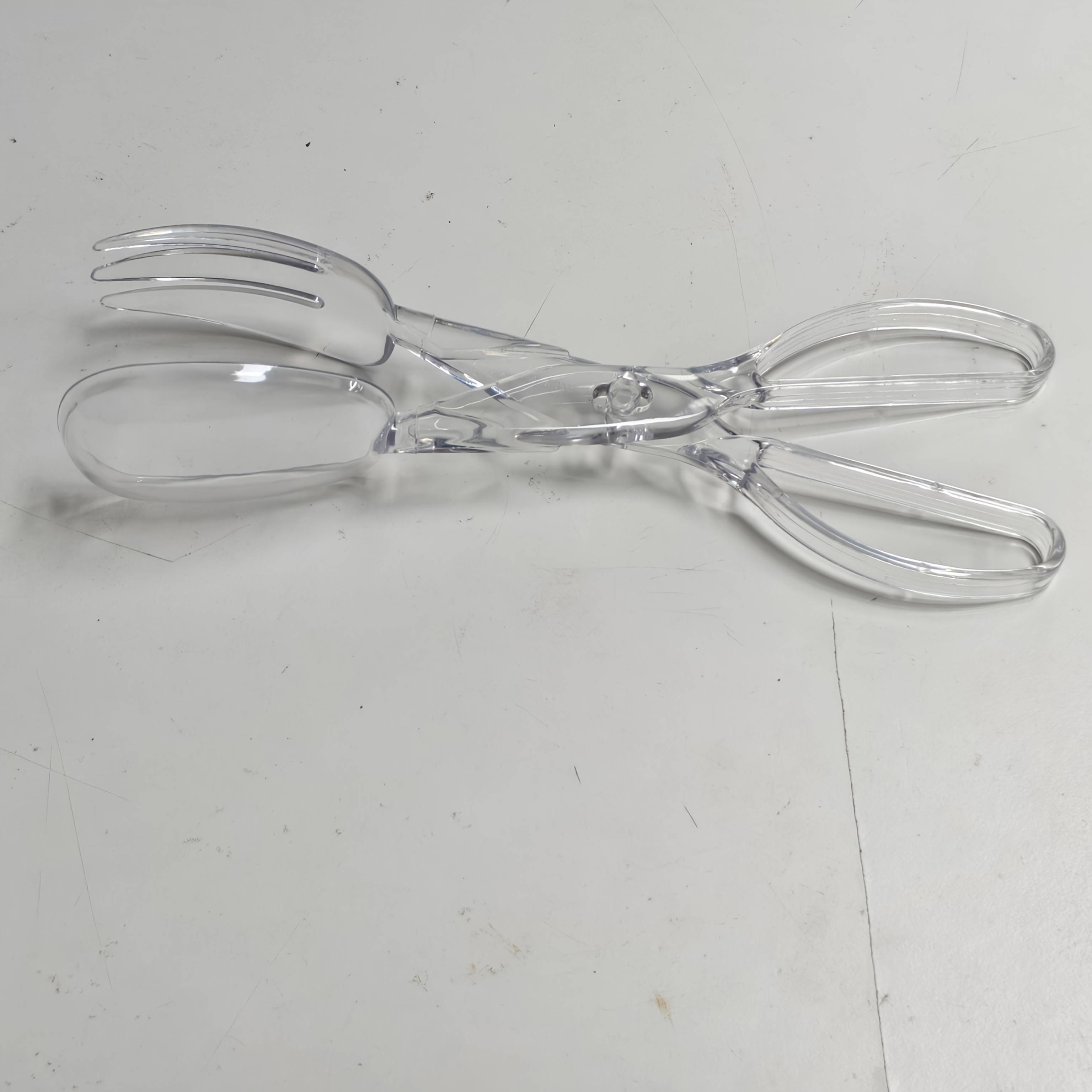TEMU 1pc Transparent Plastic Salad Scissors& Tongs- Reusable Food-safe Kitchen Chefs, Bbq, Outdoor Cooking, Buffets& Party Catering- Durable, Hygienic Design Handling, Salad Tongs Serving