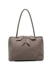 The Attico Leather Shoulder Bag — Grey