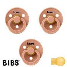 BIBS Colour Sutter med navn str2, 3 Peach, Runde latex, Pakke med 3 sutter