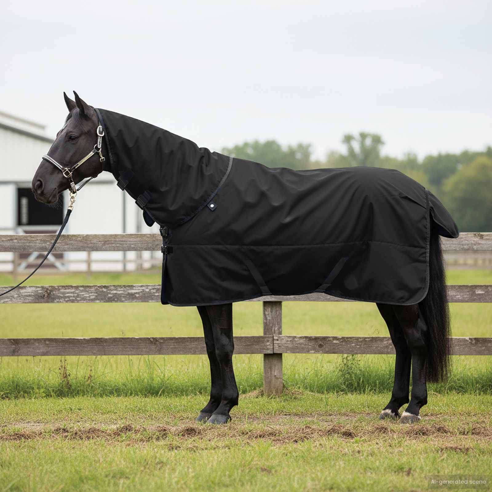 vidaXL Hästdyna Mörkgrön och svart 135 cm Polyester