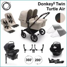 Komplett Startpaket - Bugaboo Donkey5 Twin inkl. Turtle Air BLACK / DESERT TAUPE