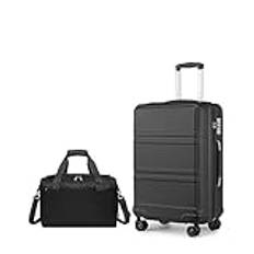 Kono Bagageuppsättningar lätt ABS hårt skal resväska med TSA-lås + Ryanair 40 x 20 x 25 cm kabinväska, Svart, 20 Inch Luggage Set