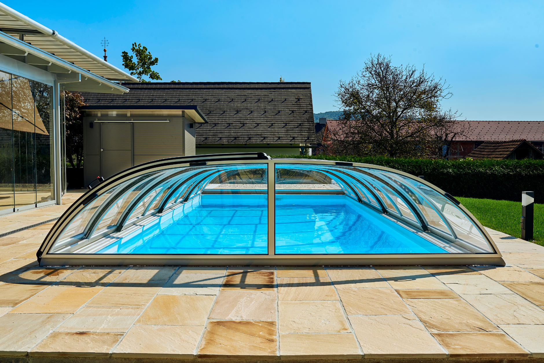 Pooltak Symphonie Omonterat - 760x350cm / Antracit / Höger skjutdörr
