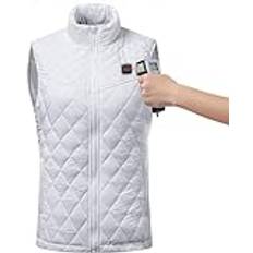 Heated Vest for Women, USB Electric Heated Gilet with 9 Zone 3 Adjustable Temperatures, Washable Warm Heating Clothing for Home Office Motorcycle Skiing Fishing (Color : White, Size : 3XL)