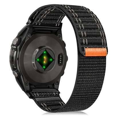22 mm 26 mm klockarmband i nylon med snabbkoppling, kompatibelt med Fenix 8 AMOLED 47 mm/7 Pro/7/6 Pro/6, Fenix 8 AMOLED 51 mm/7X Pro/7X/6X Pro/6X, Ep - Svart (22mm,26mm)