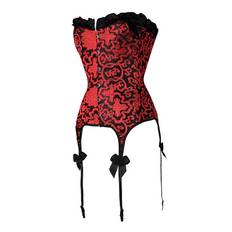 Women Red Corset Bows Retro Waist Trainer