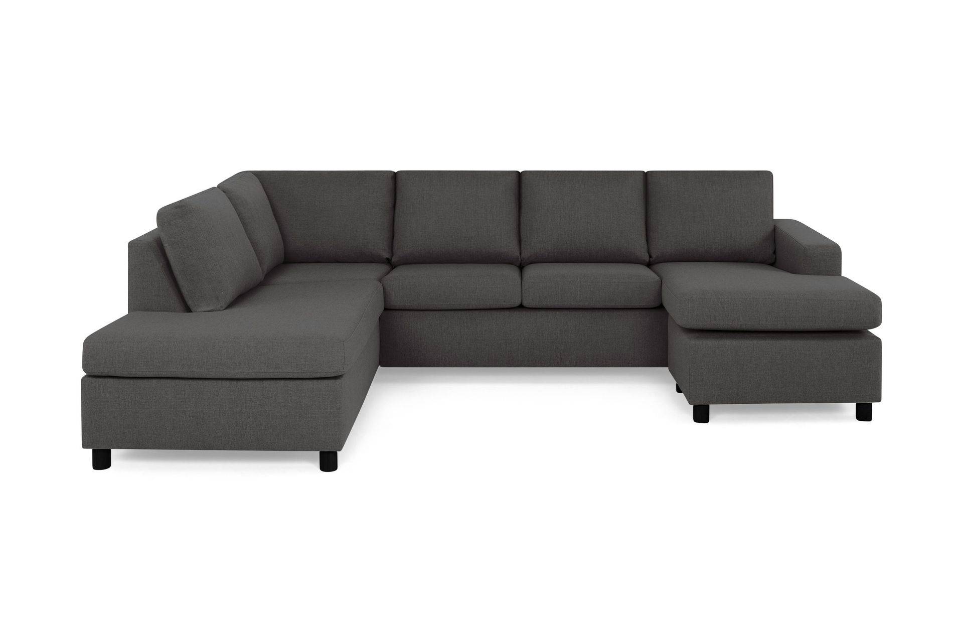 Crazy 4-sits Vänstervänd U-formad Large Soffa med Divan och Schäslong i Tyg - Mörkgrå U-soffa Grå Basic Home