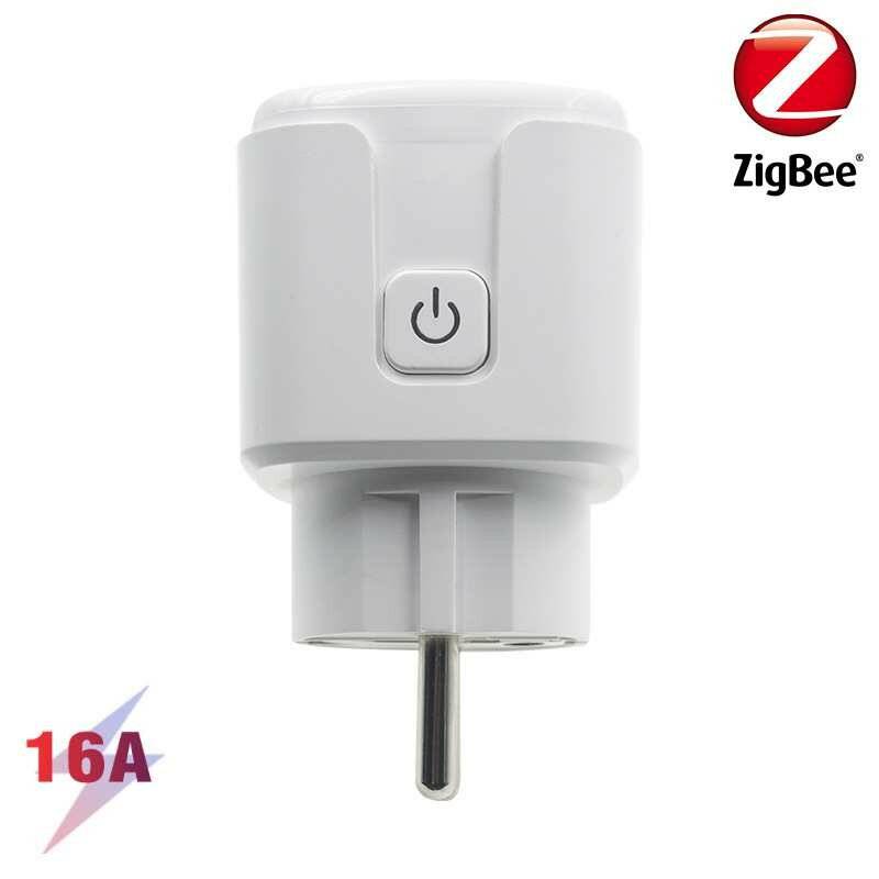 Tuya Zigbe Smart Plug 16A EU Smart Socket med kraftövervakning Röstkontroll Fungerar med Tuya Smart Life