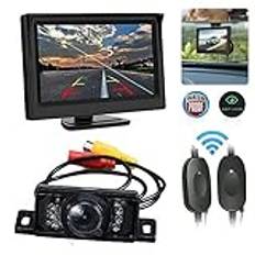 Trådlös backkamera, SANWAN - 5 tum TFT-LCD HD WiFi backkamera, 360° vattentät bakre skärm IP68