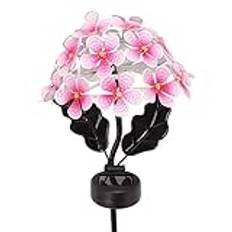 Solljus Utomhusdekorativa, Hortensia Solar Trädgårdsstake Lights, Vattentät Realistiska LED Blommor Uteplats Hortensia Ljus för Trädgårdsinredning Gräsmatta Uteplats Bakgård (Rosa)
